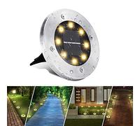 Luces de Tierra Solares, BrizLabs 8 LED Luces Solares Exterior Jardin Focos Solares Impermeable Luz de Suelo Lamparas Solares para Terraza Camino Césped Patio, Blanco Cálido 1 Pieza