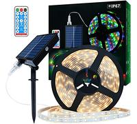Luces de Tira LED Solares al Aire Libre, 10m 560 LEDs Tira LED Impermeable IP67, Luces LED Blancas Cálidas con Control Remoto, Luces de Cuerda SMD 2835 para Decoración de Fiesta de Árboles de jardín