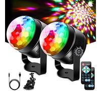 Luces Discoteca,Litake 2PCS 6 W Últimas Luz de Fiesta 6 LED 7 Modo de Color Cambiante Bola Discoteca Sonido Activado DJ Luces con 4M USB Cable y Control Remoto para coches Fiesta de Navidad Pub Boda