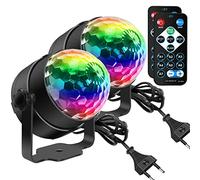 Luces Discoteca, SEBRUANC Mini bola discoteca giratoria LED 3W RGB, Rotación de 360° Activada por Sonido Luces de Fiesta de Bola de Discoteca con Control Remoto for home, birthday, KTV, Christmas 2pc