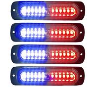 luces estroboscópicas LED para coche, paquete de 4, 12 V/24 V, luz intermitente de emergencia, luz de policía para camión, vehículo todoterreno, vehículos todo terreno (Azul rojo)