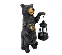 Luces exteriores de energía solar, luces decorativas de energía solar con estatua de oso, lámparas esculturas animales regalo casa cumpleaños para mujer patio terraza