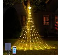 Luces exteriores solares impermeables, 2 m x 9 hilos, 8 modos, luces LED solares, árbol de Navidad para exterior, cadena luminosa solar de exterior para exteriores, para jardín, Navidad, Año Nuevo