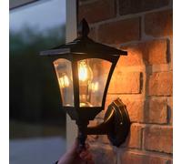Luces festivas - Linterna solar montada en la pared - Bombilla de filamento LED blanco cálido - Iluminación de jardín exterior - Ajuste de brillo dual