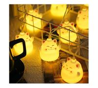 Luces jardín con Bonitos Dibujos Gatos, Luces Cadena Creativas y Luminosas Noche LED Alambre Cobre Blanco cálido, Luces Colgantes Hadas para decoración Dormitorio y Fiesta.
