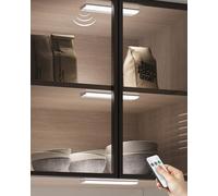 Luces LED Armario con Sensor de Movimiento Recargable, 3 Piezas Barra LED Cocina Bajo Mueble con Mando Luz Nocturna Sin Cable Lamparas Escaleras a Pilas Regleta LED USB con Tira Magnética Adhesiva