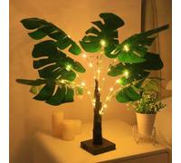 Luces LED artificiales para árbol de Monstera, lámparas de mesa decorativas con 3 pilas AA o USB para fiestas de verano, junto a la piscina, selva tropical, chimenea, decoración de dormitorio y baño