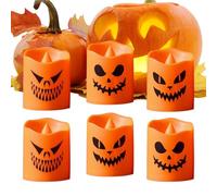 Luces LED Calabaza Halloween 6 Piezas, Velas LED sin llama estilo calabaza para decoración de Acción de Gracias, mesa, jardín, caminos, pasillos, escape room, fiestas y banquetes festivos