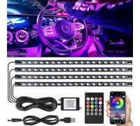 Luces LED Coche Interior USB RGB 72 Leds 16 Millones Colores Modo Música Control App Iluminación Ambiental Impermeable Accesorios Auto Luz Interior DC 5V Tiras Luz Decorativa
