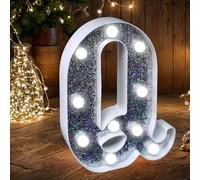 Luces LED con letras plateadas brillantes, alimentadas por batería, luz nocturna para fiestas de cumpleaños, bodas, decoración del hogar, baby shower, Q