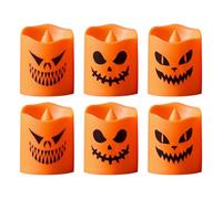 Luces LED de calabaza de Halloween, velas LED sin llama, 6 piezas, decoración de Acción de Gracias, calabaza, decoración de vacaciones, luz de terror para festivales, sala de escape, caminos de jardín