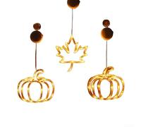 Luces LED de calabaza y hoja de arce para ventana, funciona con pilas, iluminación decorativa de otoño para hogares y negocios (Grupo A)