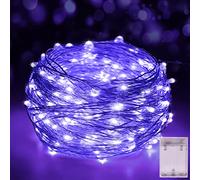 Luces LED de hadas que funcionan con pilas, luces LED UV negras de 16.4 pies, accesorios de luz negra flexibles, alambre de cobre con pilas para fiestas brillantes, pintura corporal, decoración de
