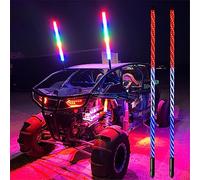 Luces LED de látigo, luz de advertencia en espiral RGB de 360° con control remoto, luz de asta de bandera impermeable, antena iluminada de advertencia todoterreno for UTV ATV Trucks Buggy (2PCS) ( Siz