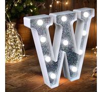 Luces LED de Letras de Marquesina, Letras con Purpurina Plateada que se Iluminan Formando Cartel, Luz Nocturna Alimentada por Batería para Fiesta de Cumpleaños, Boda, Decoración del Hogar, Baby