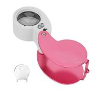 Luces LED de Lupa de Lupa 40X, Lupa de Mano PortáTil para Lupa de Joyero, Lupa con Luz (Rosa)