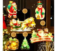 Luces LED de Navidad con Ventosa,6 PCS Luz LED para Ventana con Ventosa,Lámpara LED de Navidad,Luces LED de Navidad Colgantes,Luces Colgantes de Ventana LED,Ventosa de Luz de Ventana LED para Fiesta
