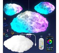 Luces LED de nube para dormitorio, kit de iluminación nocturna creativa multicolor, sincronización de música con control de aplicación, RGB con decoración de techo IC más genial para habitación,