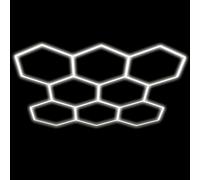 Luces LED de techo hexagonales for garaje, luz de techo con diseño de panal de 14 rejillas, 672 W, 6500 K, superbrillante, for garaje, almacén, taller, sótano, gimnasio, centro comercial.(8 holes)