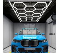 Luces LED de techo hexagonales for garaje, luz de techo con diseño de panal de 14 rejillas, 672 W, 6500 K, superbrillante, for garaje, almacén, taller, sótano, gimnasio, centro comercial.(14 holes)