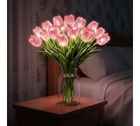 Luces LED de Tulipán Romántico Radiante con Brillo, Pack de 15 Tulipanes Luminosos que Nunca Se Apagan, Luz Ambiental en Forma de Flor para Noche, Lámpara Artificial para Cama y Decoración Hogareña