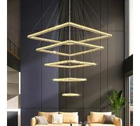 Luces LED decoración Moderna Cristal lámparas araña Sala Estar para Comedor luz Colgante de iluminación Interior 120 cm, Cromo_Cold