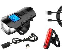 Luces LED delanteras y traseras para bicicleta con odómetro y bocina