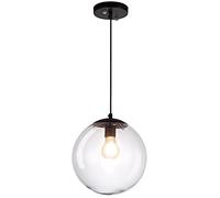 Luces Led Dormitorio Minimalista Lámpara Colgante De Una Sola Cabeza Bola Redonda Vidrio Transparente Estructura De Metal Isla De Cocina Chaner Barra De Techo Ajustable Lámpara Colgante De Mesa