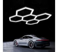 Luces LED hexagonales de panal, blancas, 120 lúmenes, 6500 K, IP54, resistentes al agua, para garaje, barbería, lavado de autos, gimnasio. 5 HEX