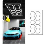 Luces LED hexagonales for iluminación de garaje,5 HEX/8 HEX/10 HEX/14 HEX,luz de techo LED hexagonal for detalles de automóviles,192W-672W,6500K,superbrillante,for taller y almacén(10 HEX 632W)