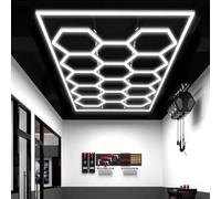 Luces LED hexagonales ultrabrillantes de 5/14 rejillas con diseño de panal para pared de garaje, luces LED de techo para peluquería, garaje, gimnasio, almacén, taller de coches. hexagon-14