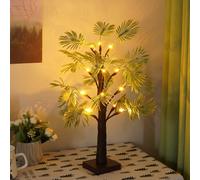 Luces LED para árbol de Navidad, 16 ledes de color blanco cálido con hojas, decoración de primavera, árbol de palmera artificial, iluminación indirecta, USB, funciona con pilas, guirnalda de luces
