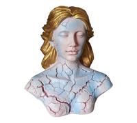 Luces Led Para Dormitorio, Arte Tallado A Mano, 17x10x20cm, Figura De Doncella Ardiente De Mystique Decor, Escultura De Busto Decorativa Con Efecto De Läva Agrietada, Iluminación Ambiental Cálida, Par