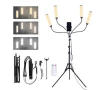 Luces LED Regulables para Fotografía, Lámpara Cosmética de Cuatro Brazos con Trípode y Soporte para Teléfono para Maquillaje, Pestañas, Cejas, Tatuaje, Manicura, Stream, Fotografía de Producto