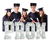 Luces Letras LED PROM,Suministros For Fiestas Felicitaciones Clase 2024,Letras Decorativas Con Luz Led For Decoraciones Fiesta Graduación 2024(PROM White,3FT)