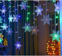Luces Navidad de Copo de Nieve, 4M LED Fairy Lights Snowflakes, 96 LED Window Curtain Fairy Lights, Star Curtain con 8 Modos de Luz, Luminosas Cortina Luces para Balcón,Ventana, Fiesta, Navideña