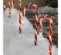 Luces Navideñas Bastón Caramelo Para Exteriores, Paquete De 8 Decoración Navideña Solar De Bastón De Caramelo, Lámpara De Pie Con Luces Estaca Con Estrella, Decoraciones Navideñas Para Césped, Aceras