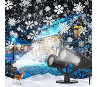 Luces navideñas con proyector de copos de nieve para exteriores 2025 Proyector de copos de nieve triple mejorado con proyector LED dinámico de nevada para la decoración navideña [clase energética A]