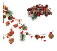 Luces navideñas de 2 Metros - 75 Accesorios Luces LED de Navidad, piñas, Bayas Rojas | Agujas y Campanas de Pino, Coronas navideñas para Interiores, Decoraciones de y mesas de Comedor