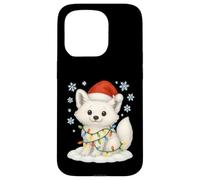 Luces navideñas envueltas en un Lindo Amante de los Animales de Zorro ártico Carcasa para iPhone 15 Pro