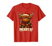 Luces navideñas Merry AF Funny Grumpy Highland Cow Camiseta