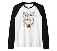 Luces navideñas y Derechos Humanos Navidad Justicia Social Camiseta Manga Raglan