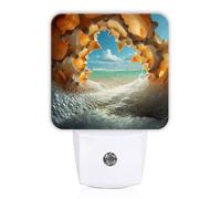 Luces nocturnas de conchas marinas que se enchufan en la pared, burbujas tropicales del océano tropical, verano, azul, ahorro de energía, luces nocturnas LED automáticas para entrada, garaje