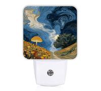 Luces nocturnas de hongos que se enchufan en la pared, flores inspiradas en la naturaleza, camino de otoño, luz nocturna de pared con sensor automático para decoración de dormitorio de niños, 1 unidad