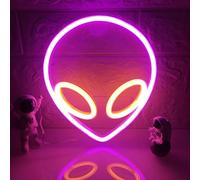 Luces nocturnas de logotipo Alien, decoración de iluminación LED neón ahorro de energía y decoración brillante de Halloween para amigos regalos para niños y decoración de fiestas