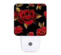Luces nocturnas de rosas que se enchufan en la pared, diseño floral, elegante, sin sensor de luz roja, lámpara de noche LED para baño, pasillo, escaleras, decoración, 1 unidad