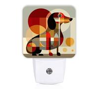 Luces nocturnas para perros que se enchufan en la pared, circulares geométricos modernos, rectangulares, marrones, luces nocturnas automáticas con sensor para sala de estar, habitación familiar
