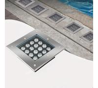 Luces Paisaje - Focos Suelo Led Exterior, Foco Empotrado Cuadrado 220 V CA, Lámpara Pie Decorativa Ultradelgada Resistente Al Agua IP67, Para Caminos, Pasarelas, Terrazas Y Patios(Warm White,18W)