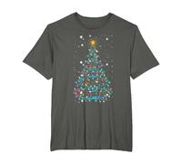 Luces para árbol de Navidad, Notas Musicales, árbol de Navidad, músico Camiseta, Hombre Tallas Grandes, Asfalto, 2X Alto