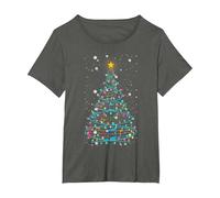 Luces para árbol de Navidad, Notas Musicales, árbol de Navidad, músico Camiseta, Mujer Tallas Grandes, Asfalto, 2XL Grande